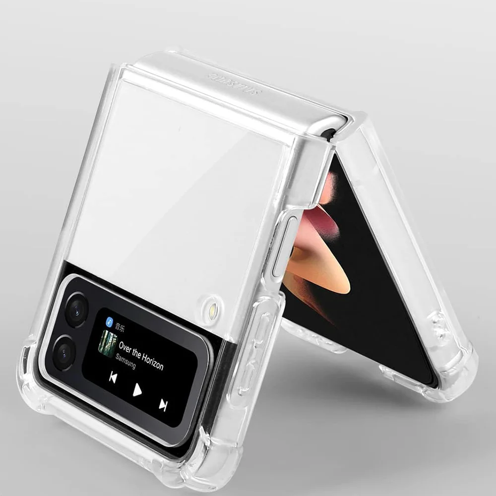حافظة مغناطيسية شفافة لهاتف سامسونج جالاكسي Z Flip 3/4/5 Magsafe حافظة متينة مبطنة بالهواء تدعم شحن لاسلكي