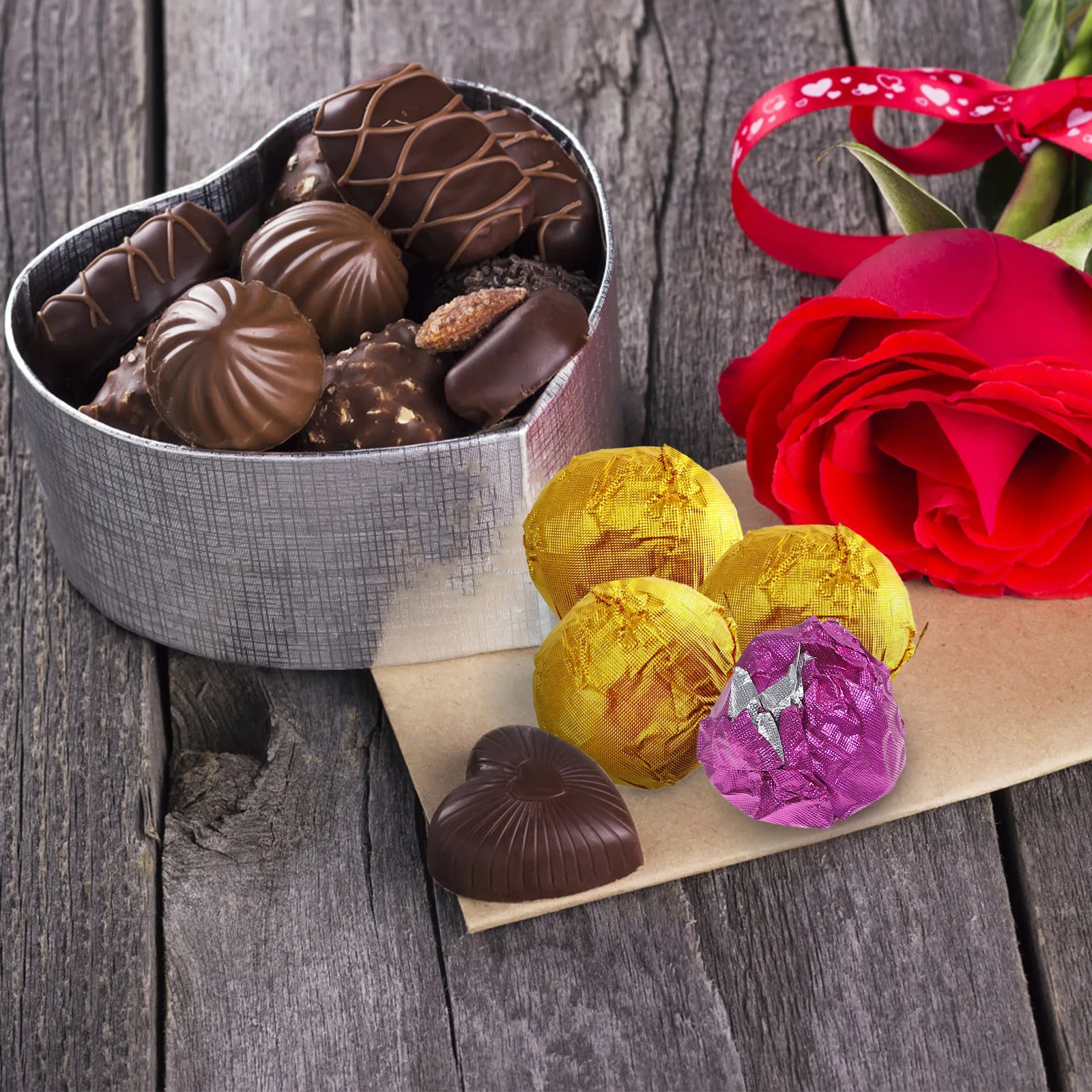 

300Pcs Colorful Foil Wrappers Square Aluminum Foil Candy Wrappers for DIY Chocolate Decoration Party Favors Candy Packaging