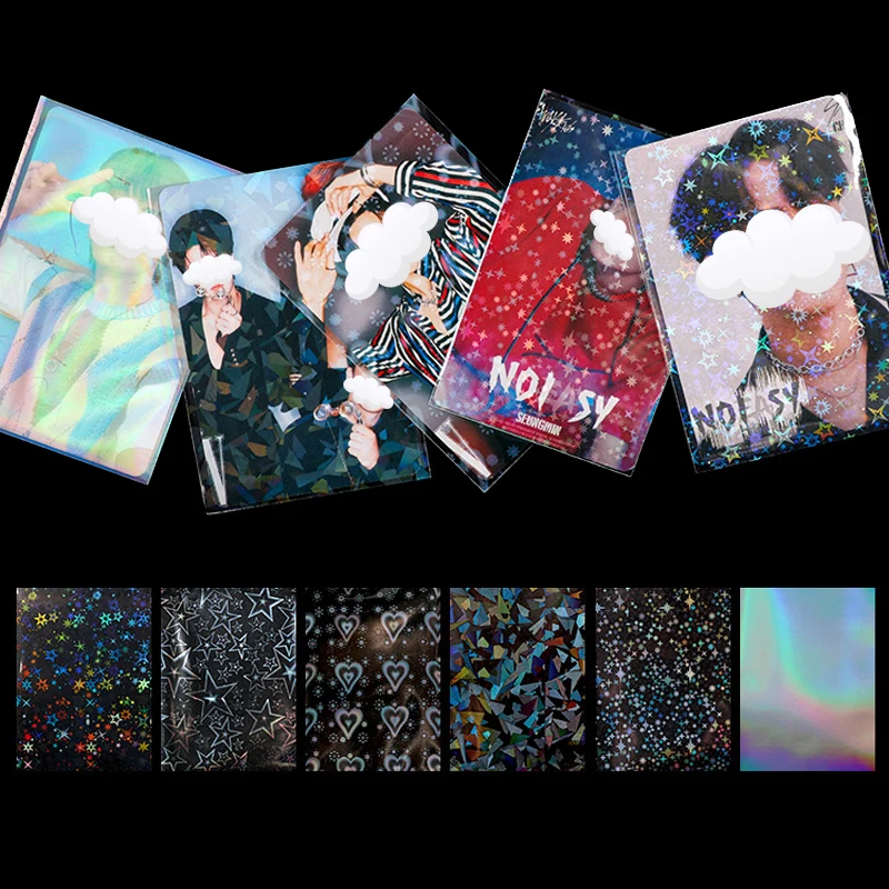 

100pcs Transparent Laser Kpop Card Sleeves Star Card Cover Photocard Holder Game Card Protector Photo Cards Cover