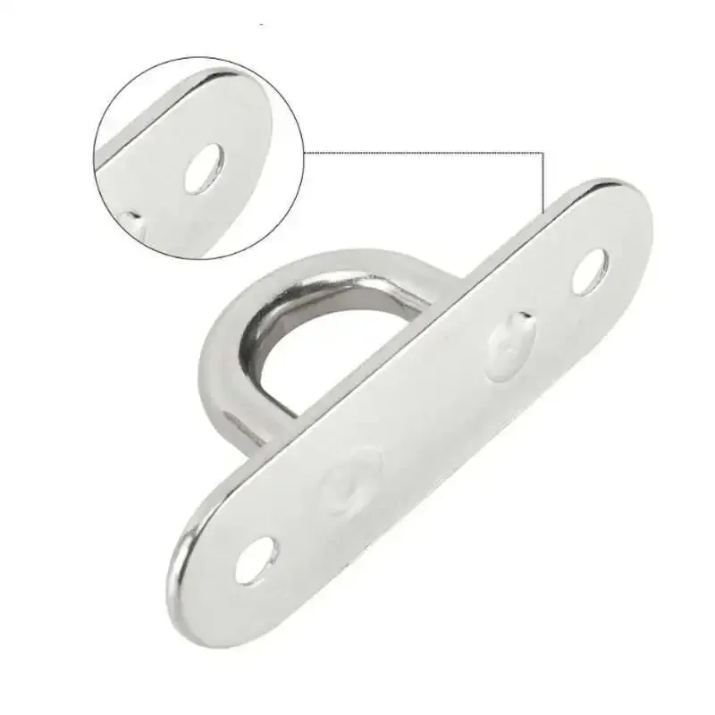 Oval Boat Yacht Fixing Buckle Stainless Steel Eye Plate Oblong Oblong Pad Eye Plates Ceiling Wall Mount Hook D Design Shape