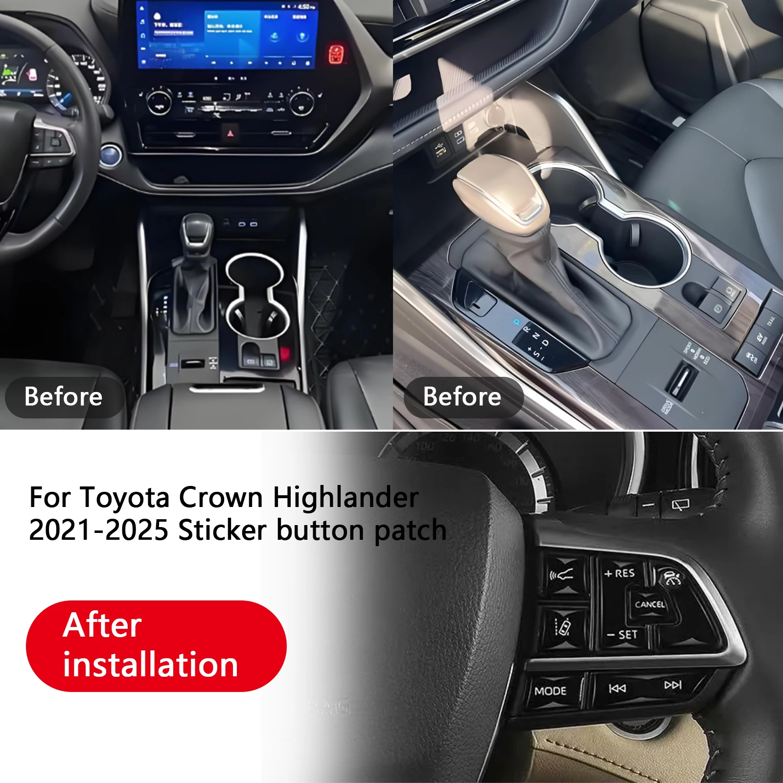 

Car Button Sticker For CROWN KLUGER TOYOTA Highlander 2021 2022 2023 2024 2025 Interior Cover Accessories Gear Terrain Switch