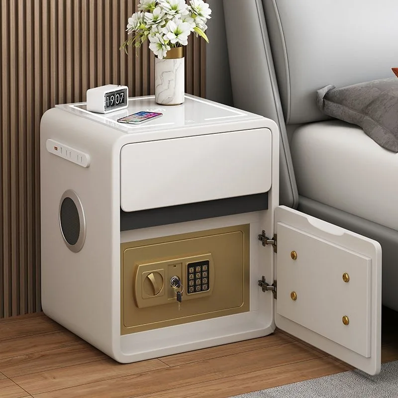 Cream wind, smart, bedside table, safe, integrated ins wind, home, bedroom, bedside