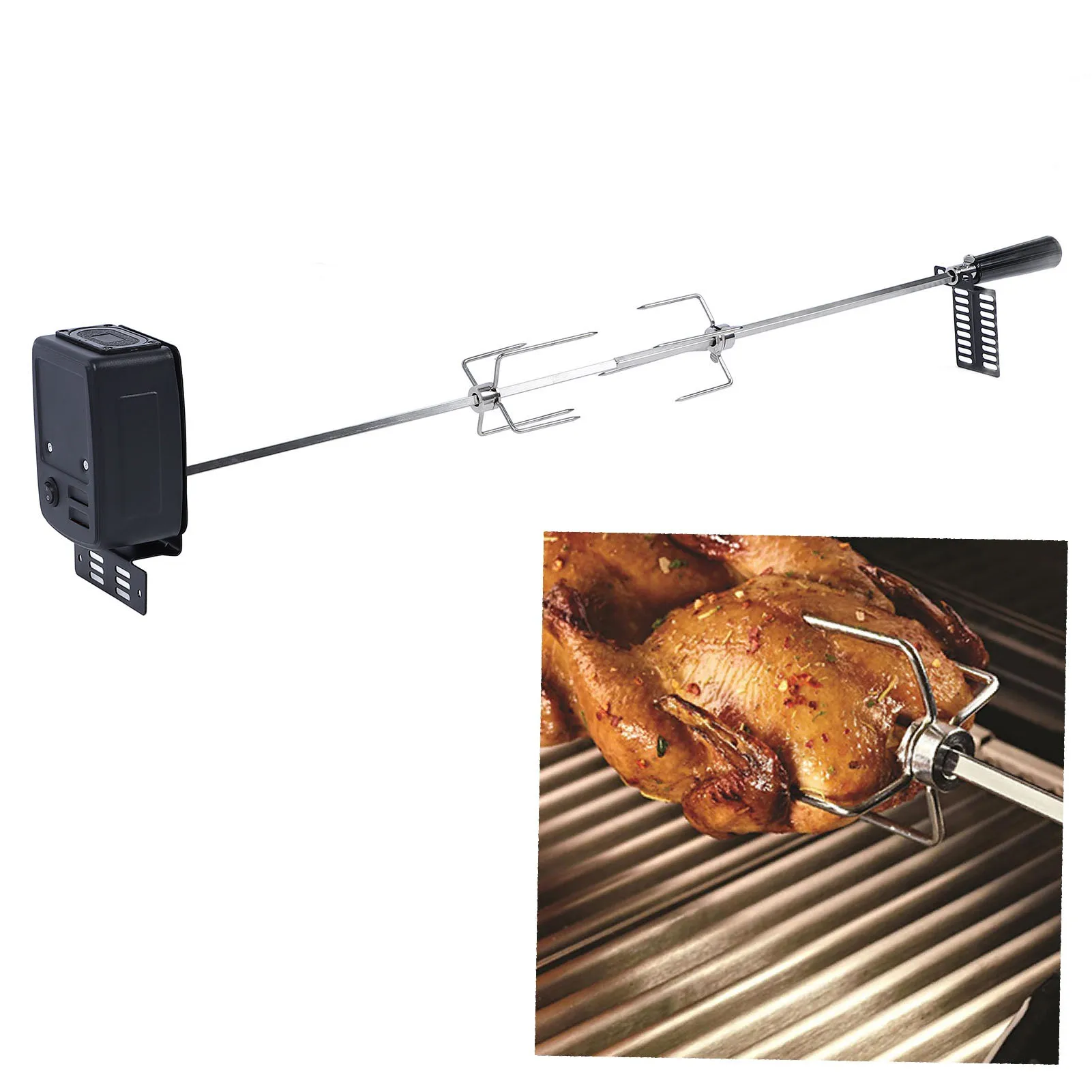 Rotisserie Grill Kit Stable Rotating Motor BBQ Grill Kit 15kg Load Capacity for Backyard Outdoor