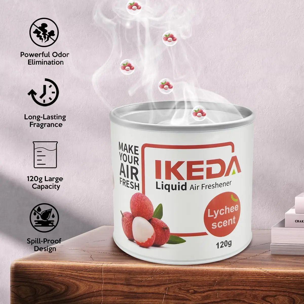 IKEDA 120g Liquid Air Freshener Car Perfume Long Lasting Odor Eliminator Home Office Deodorant Fragrance