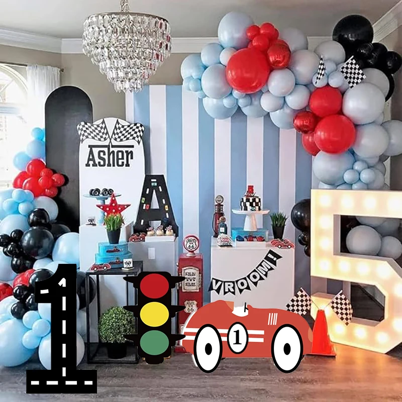 45cm/150cm Racing Car Theme Foam Board FAST ONE Race Track KT Board Party DIY Decor Backdrop for Baby Shower Boy 1st Birthday Cu