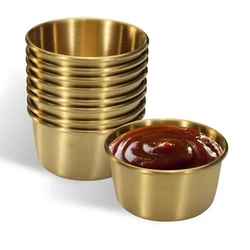 6Pcs 2 Oz Stainless Steel Dipping Sauce Cup, Mini Dip Bowls, Reusable Metal Condiment Cups Ramekins Containers