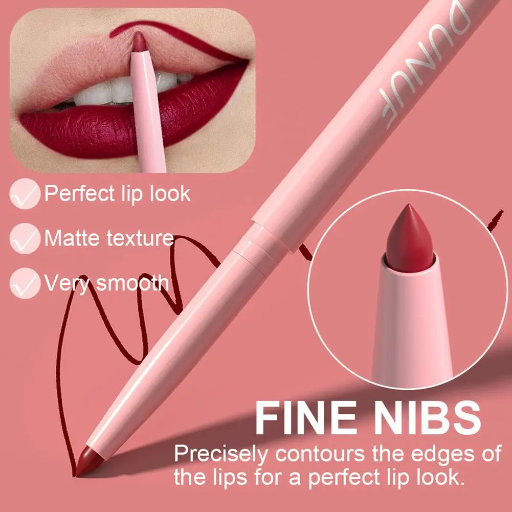 Velvet Matte Lipstick Pen Nude Brown Lip Liner Pencil Waterproof Lasting Cheek Tint Rose Smooth Long Pigment Dye Lip Kit Re R9V3