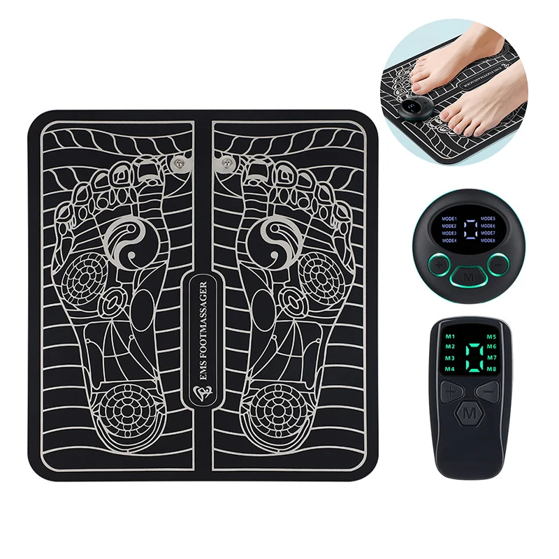 

EMS Electric Foot Massager Pad Muscle Stimulator LCD Mat Pulse Physiotherapy Pain Relieve Blood Circulation Protable Comfort