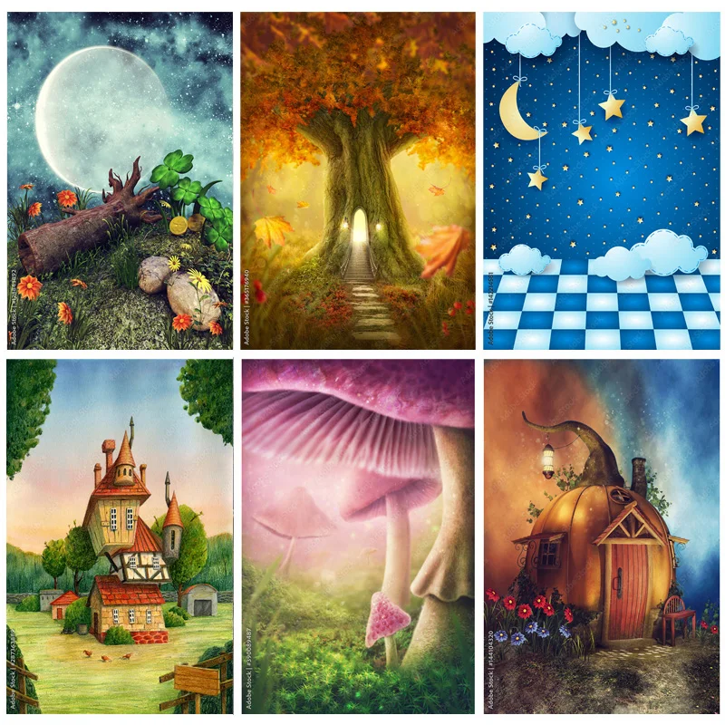 

Children Birthday Custom Dream Background Forest Castle Fairy Tale Baby Photography Backdrops Prop Photo Background TH-04