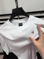 Camiseta de manga corta de marca de lujo para hombre top deportivo transpirable de algodón de seda helada con diseño en relieve de nueva letra a la moda para verano