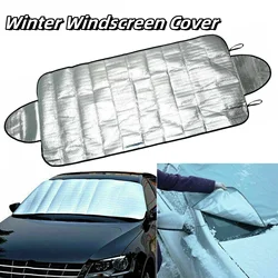 1X Car Winter Windscreen Covers Windshield Frost Cover Ice Snow Shield Front Protector Portable Collapsible Exterior Cover Parts
