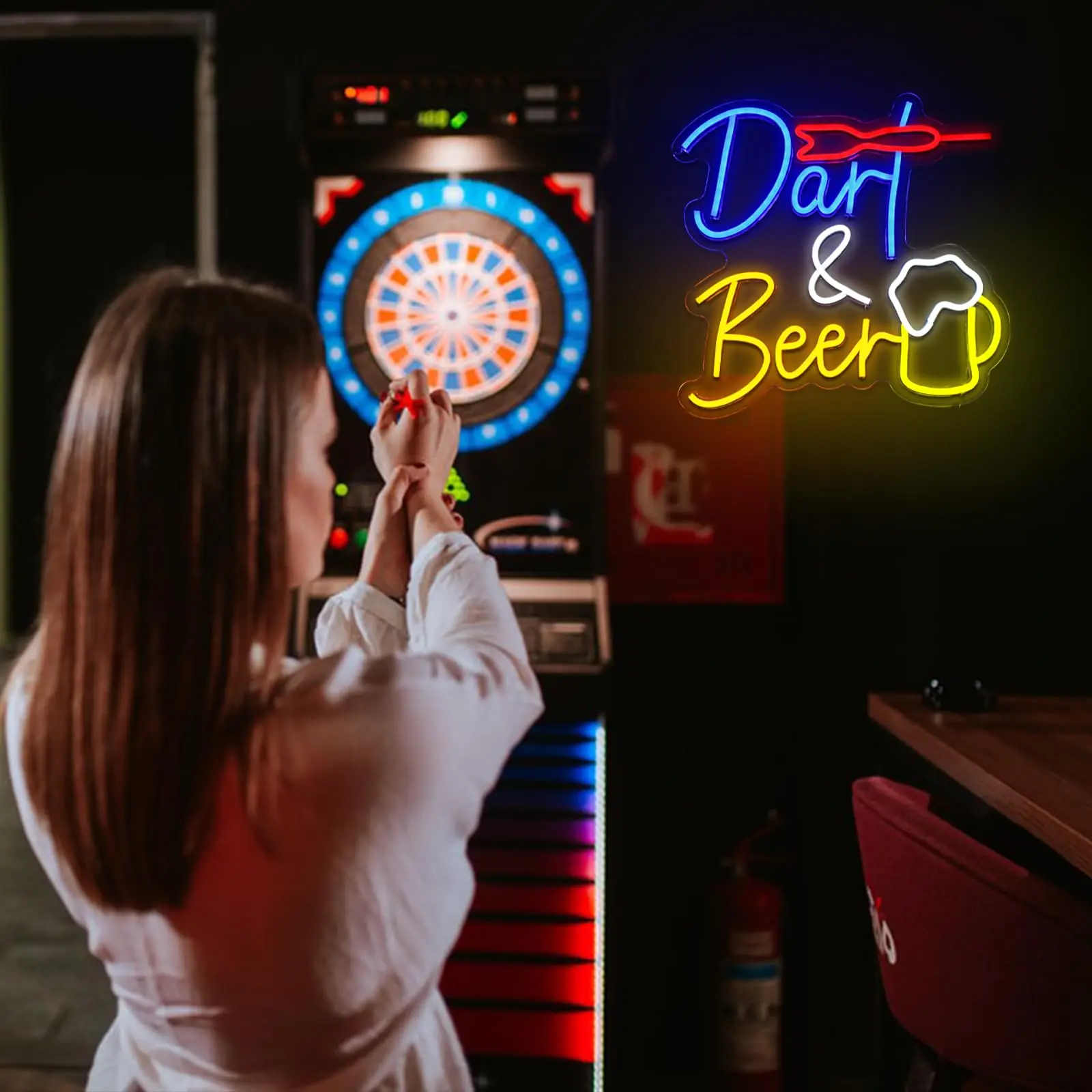 علامات نبال وبيرة النيون دارت Led لافتات للبار ، USB عكس الضوء لبار البيرة منطقة الألعاب حانة المنزل متجر الحيوانات الأليفة مطعم جدار الفن #6
