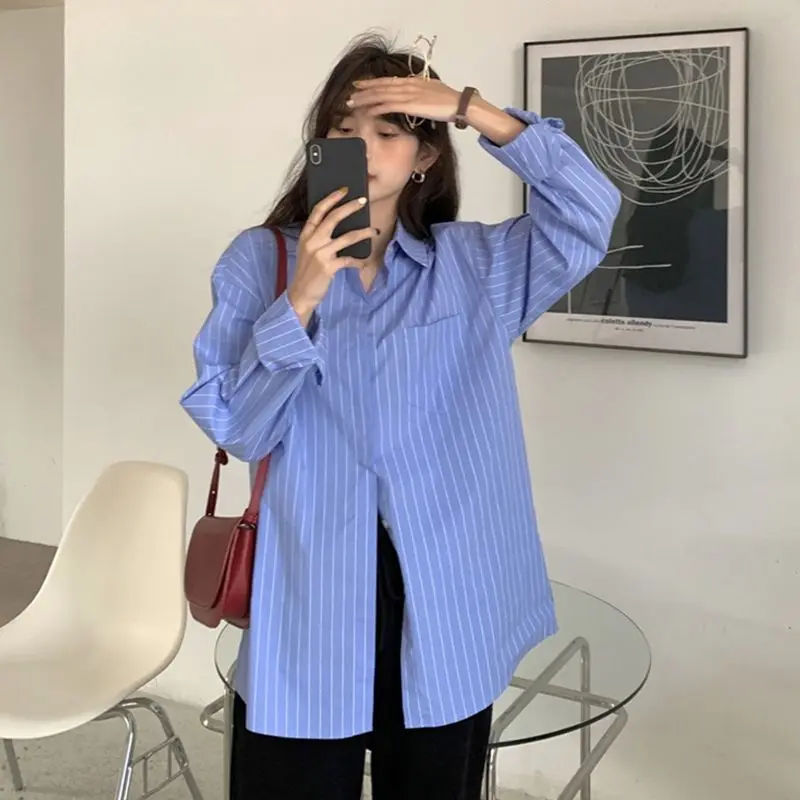 Sun Protection Korean Style Women\'s Clothing Spring and Summer Stripe Long Sleeve Blouses Outdoor Cardigan Clothes Shirts