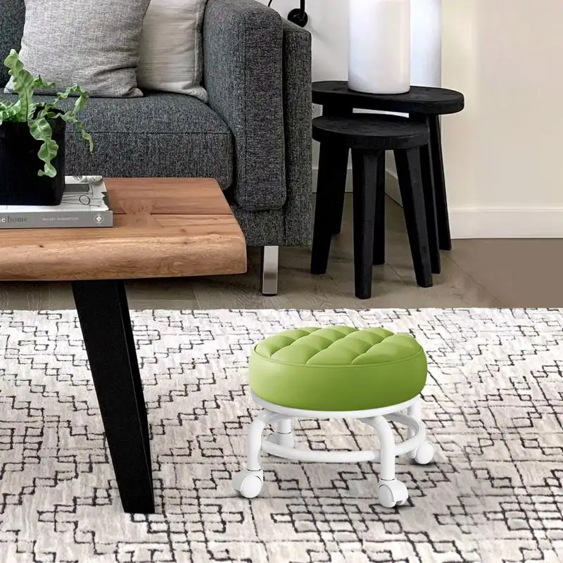 Taburete pequeño de rueda Universal para el hogar, silla redonda para caminar, suministros para habitación de alquiler, rotación de 360 grados,