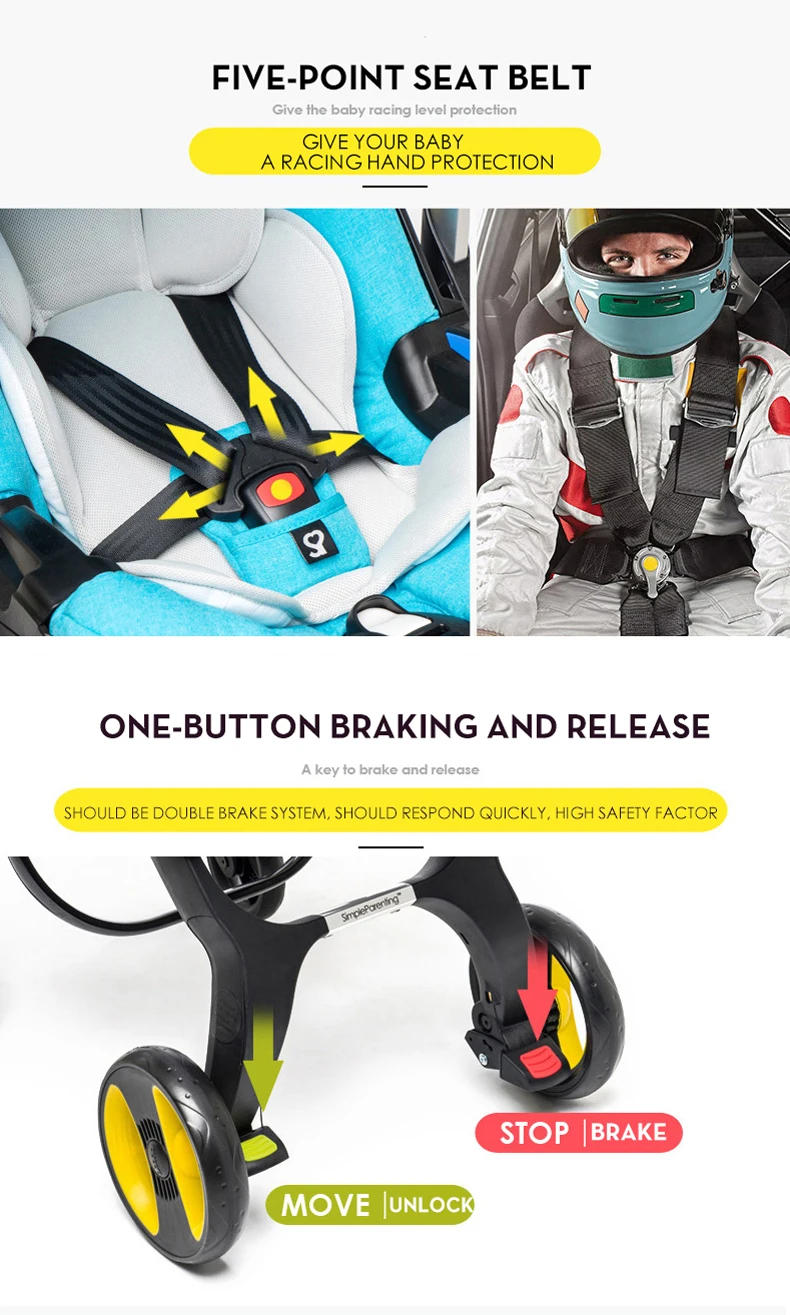 รถเข็นเด็กอ่อน รถเข็นเด็กแบบปรับได้ รถเข็นเด็กหรูหรา น้ำหนักเบา พับได้ รถเข็นเด็กอเนกประสงค์สำหรับการเดินทาง