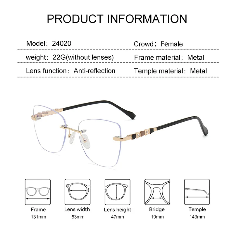 EYORA Luxury Full Rim Metal Currents Reading Glasses Myopia Eyewear Hyperopia Anti Blue Ray Progressive Photochromic Eyewear
