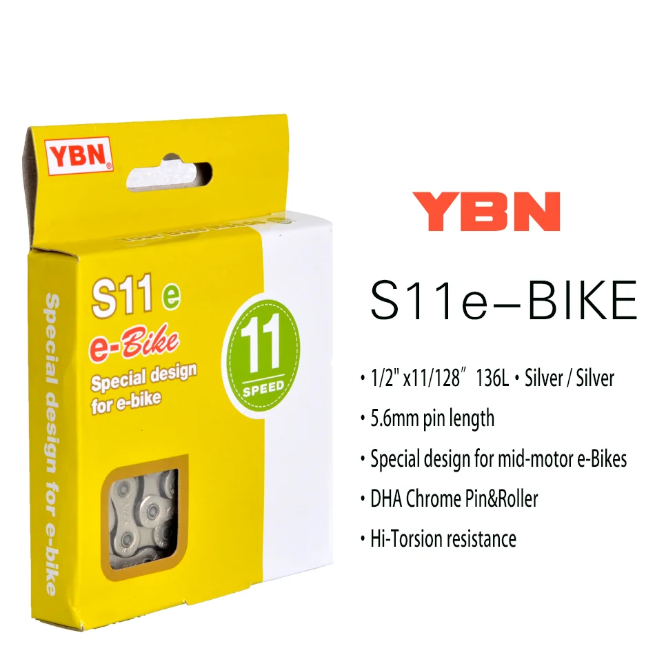 YBN E-Bike Chain 8 9 10 11 12 Speed Velocidade Special Design 136 Links Chains 9V 10V 11V 12V for SHINANO Mid-Motor BOSCH E-Bike