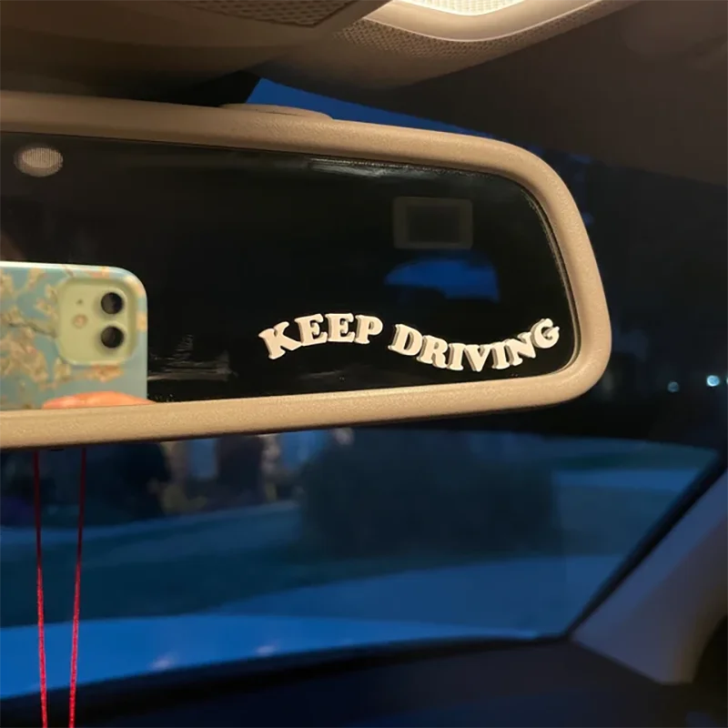 Keep Driving Decals for Car Mirror Funny Auto Decorative Accessories Cute Text Design Car Vinyl Stickers for Vanity Mirror