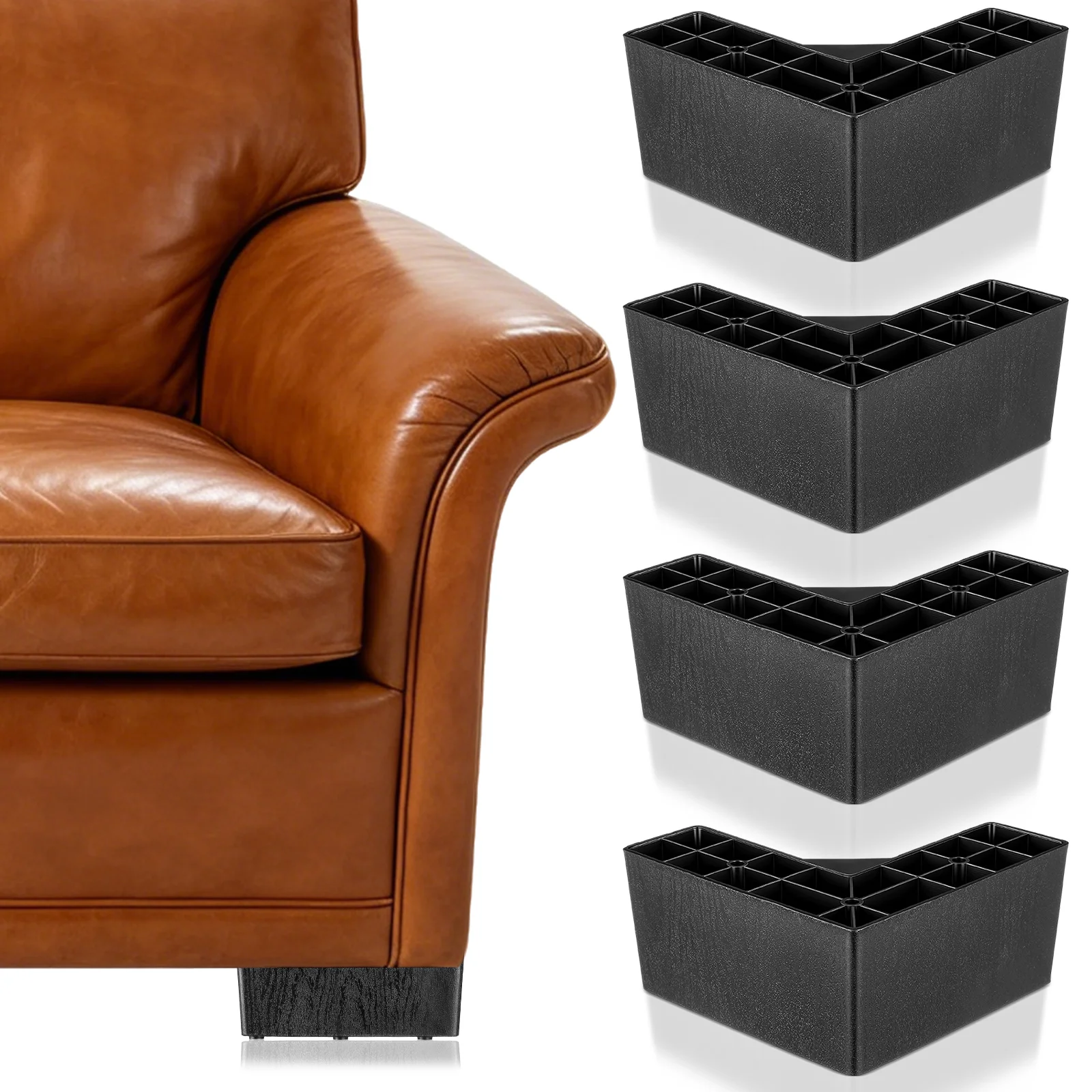 

4Pcs 75mm High Plastic Furniture Legs L-shape Shape Sofa Legs Coffee Table Bed Legs Rectangle Couch Leg Plinth Support Feet Leg