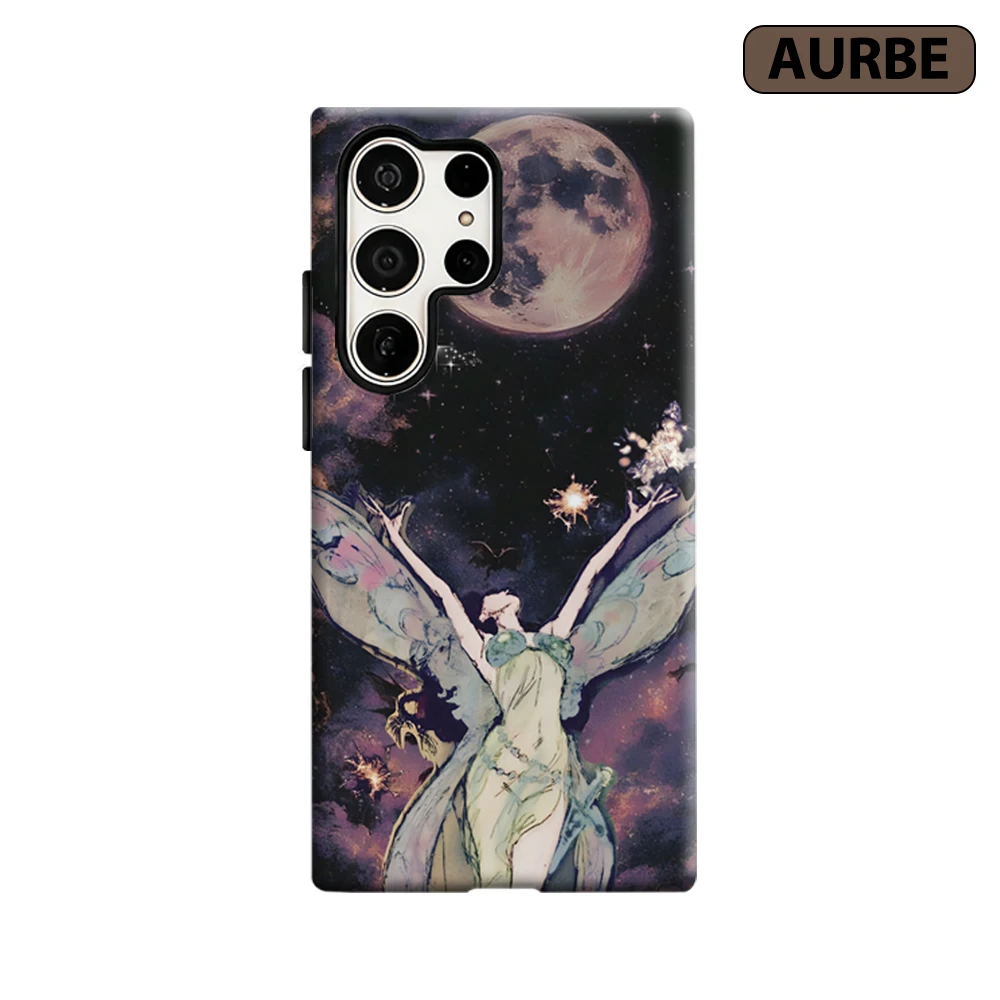 Moonlit Fairy Sparkle Phone Case for Samsung Galaxy S26 S25 Ultra S24 S23 Ultra Plus Shockproof Double Layer Tough Back Cover