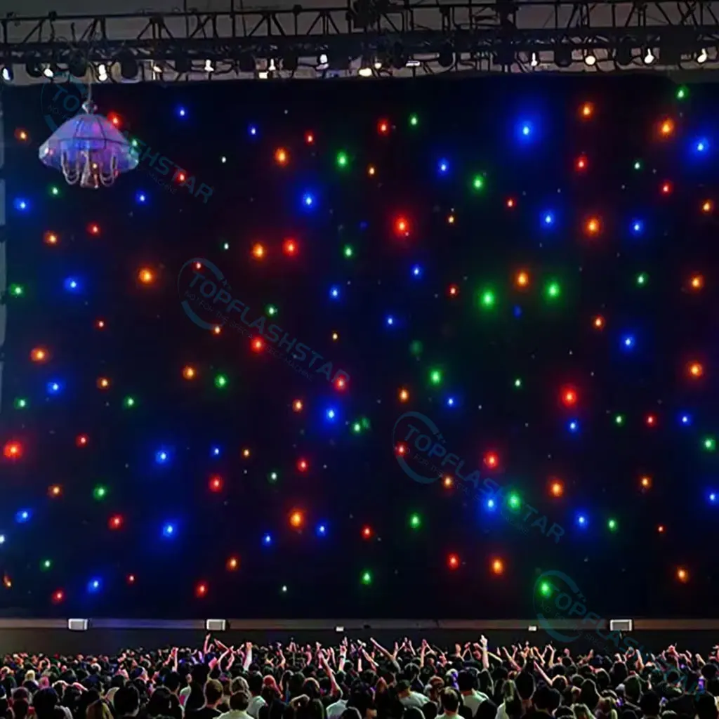 Cstom LED Star Curtain Fireproof Stage LED Backdrop Star Cloth Starry Sky Curtain DMX512 Control Wedding Stage Backdrop