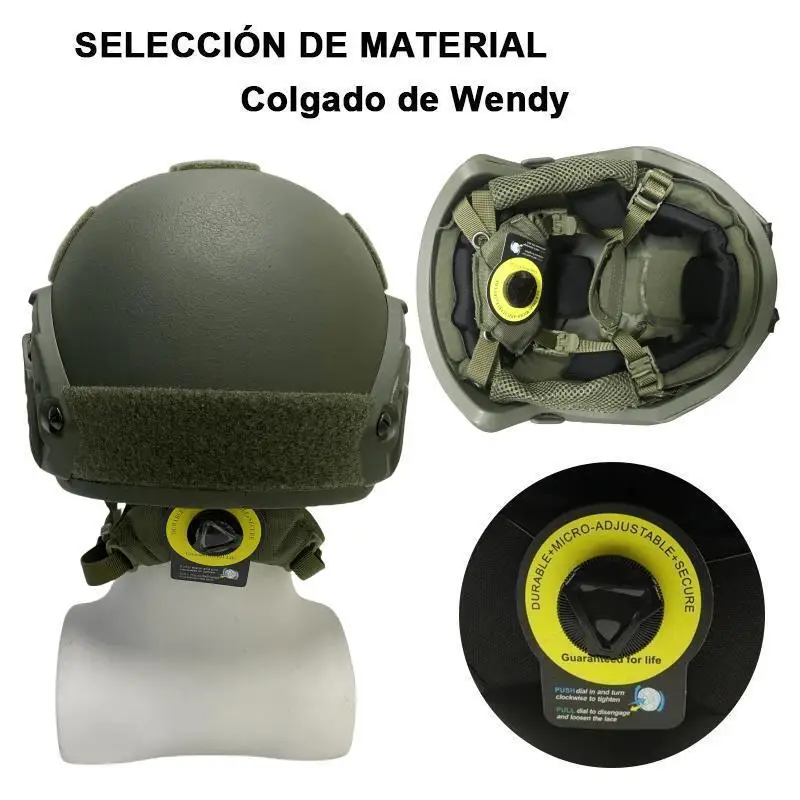 Casco táctico de corte balístico alto, armadura a prueba de balas, seguridad, NIJ IIIA fast, negro, verde militar, casco balístico