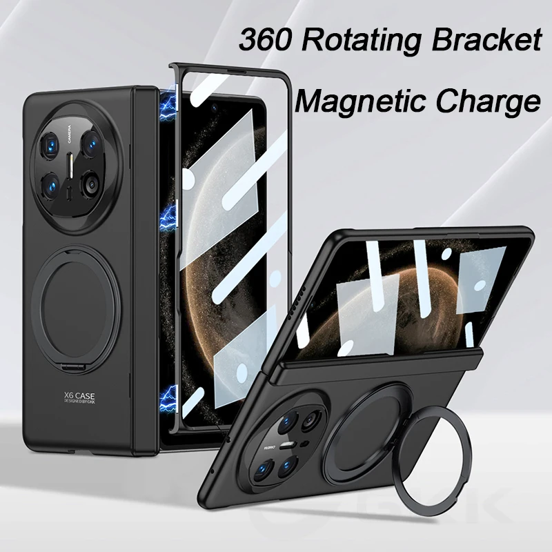 Magnetic Hinge 360 All-included Case for Huawei Mate X6 Outer Screen Glass Camera Protective Matte Cover for Huawei Mate X6 Case