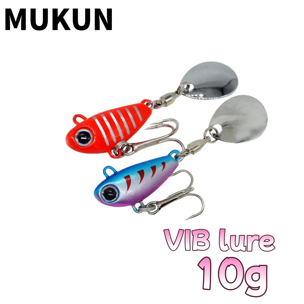 MUKN Yeni Varış 1 ADET 10g Metal VIB Balıkçılık Cazibesi Spinner Batan Dönen Kaşık Pin Crankbait Payetler Yemler olta takımı