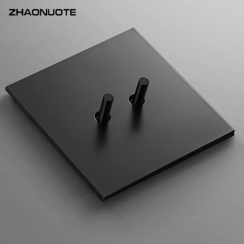 

1-4 Gang 1/2 Way Copper Lever Toggle Switch Stainless Steel Panel Matte Black Wall Light Momentary Switch