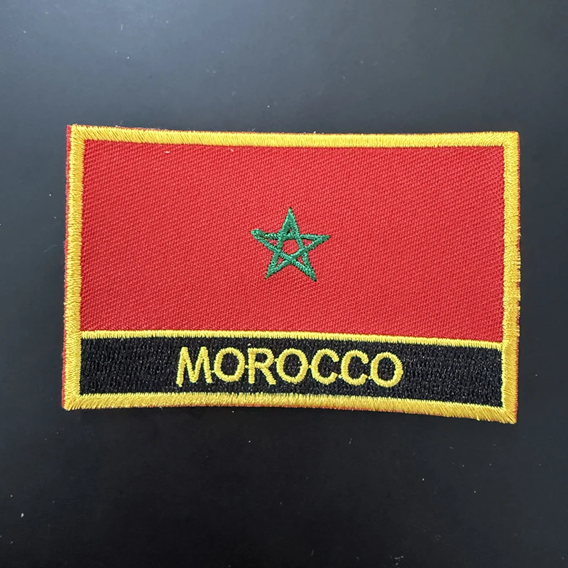

Morocco Flag Embroidery Patches Iron on Saw on Transfer patches Sewing Applications for Clothes in Home&Garden