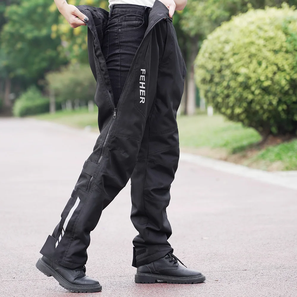 

Men Motorcycle Quick Release Pants Bi-directional Zipper Reflective Motocross Pants Winter Warm Motorbike Pants