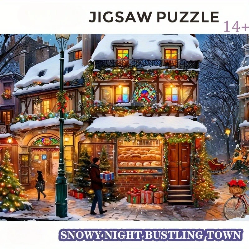 Christmas Winter Jigsaw Puzzle, Snowy Cabin, Xmas Village, Festive Stocking, Cuckoo Clock, 500-2000 Pieces Paper Puzzle