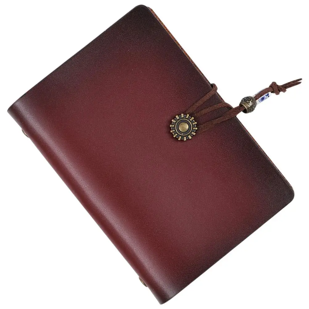 

Retro Leather Journal Notebook Red Cover Portable for Women Travel Small Size Loose Leaf Practical Notepad Diary Writing Journal