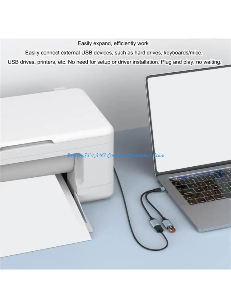 

USB C 2-портовые концентраторы расширения для ноутбуков, планшетов, телефонов, корпус из алюминиевого сплава с зарядкой 1,5 А и