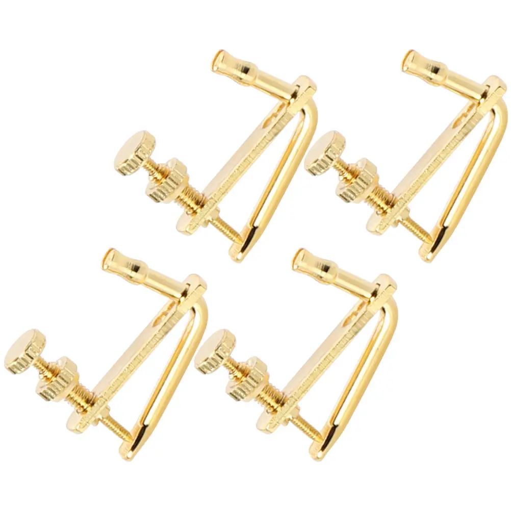 4 Pcs Violin Accessories Parts and Tuning Pegs Golden Tuners for Musical Instruments