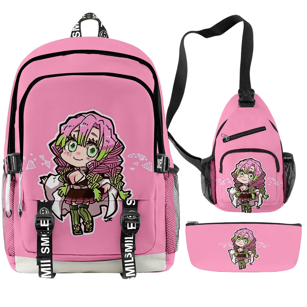 Classic Fashion Kpop Kimetsu No Yaiba Tomioka Giyuu Mochila 3D Print 3pcs/Set multifunction Backpack Chest Bag Pencil Case