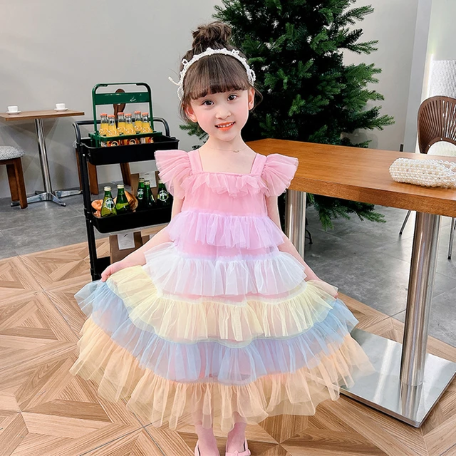 Vestido de princesa de malla arcoiris para ninas de 2 a 8 anos ropa de fiesta de cumpleanos y Navidad AliExpress