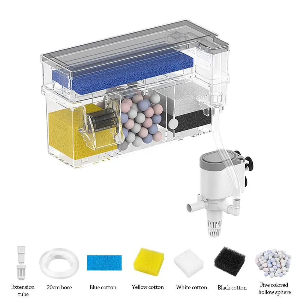 3 In 1 Fish Tank Wall Mounted Built-in Waterfall Filter Box Circulating Silent Circulating Water Purifier for Home