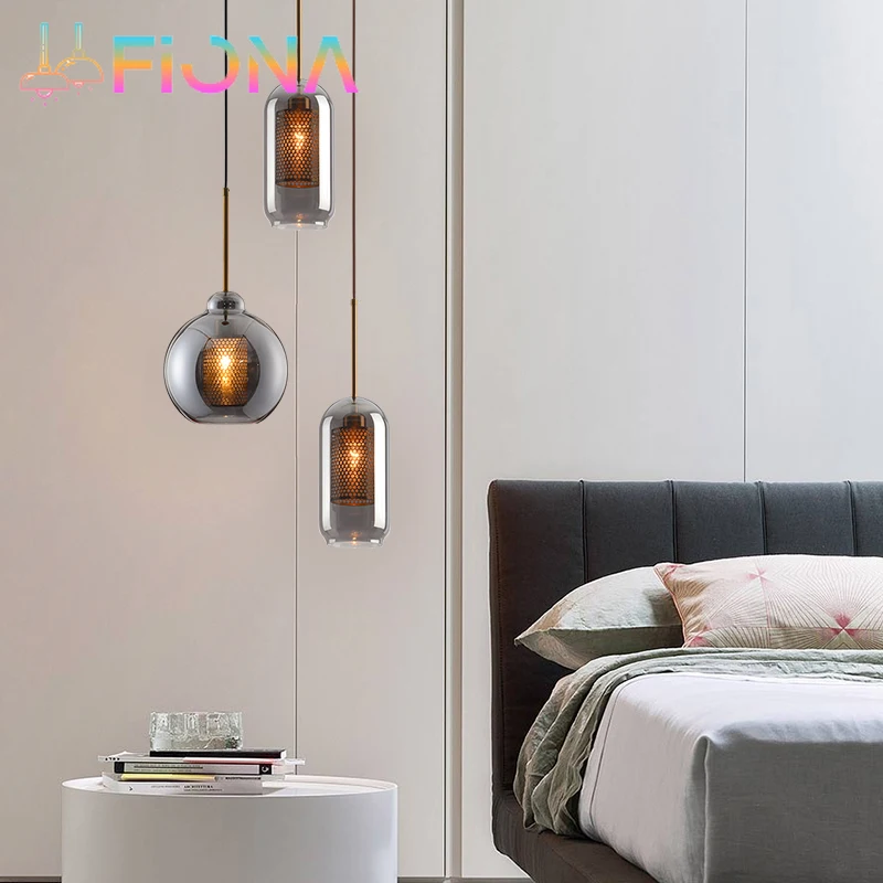 Modern LED Loft Glass Pendant Light Creative Ball Hanging Lamp Kitchen Light Fixture Dining Wall Hanglamp Living Room Luminaire