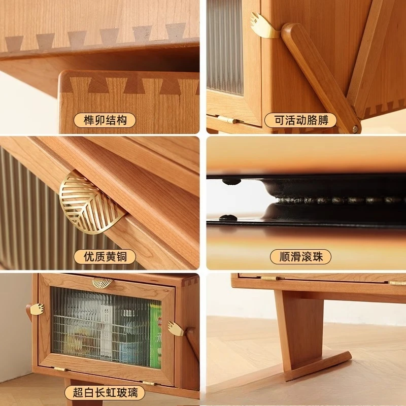 Creative Nordic Modern Living Room Solid Wood Robot Cabinet Side Cabinet Cherry Wood Storage Locker Bedroom Bedside Table