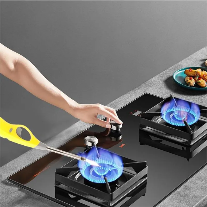 

New Metal Igniter with Extended Handle for Home Kitchen Moxibustion Aromatherapy Outdoor Barbecue Inflatable Open Flame Lighter