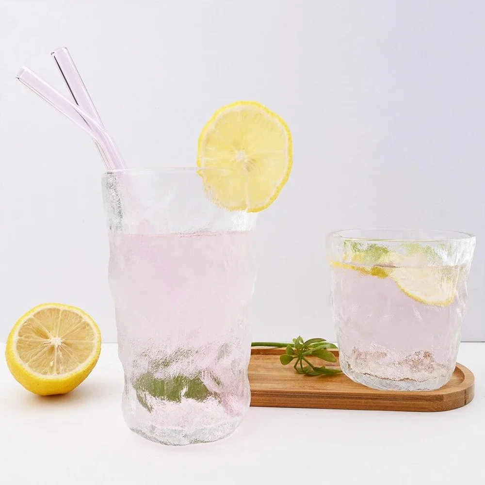 9Pcs Reusable Glass Straws Eco-friendly Drinking Straws for Smoothie Milkshakes Tea Juice Cocktail Straw with Brush Bag