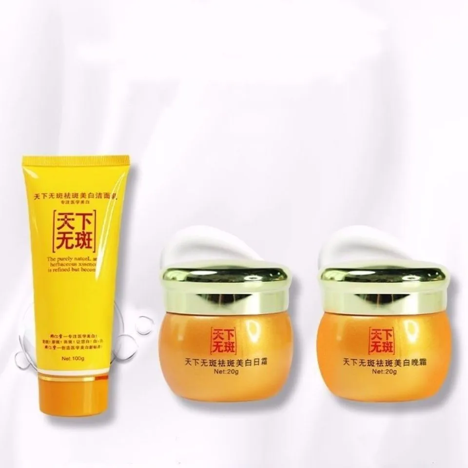 Chinese Whitening Cream For Black Skin Remove Stain Yellow Freckle Spots Chloasma Anti Aging Face Care Cream 3Pcs/Set