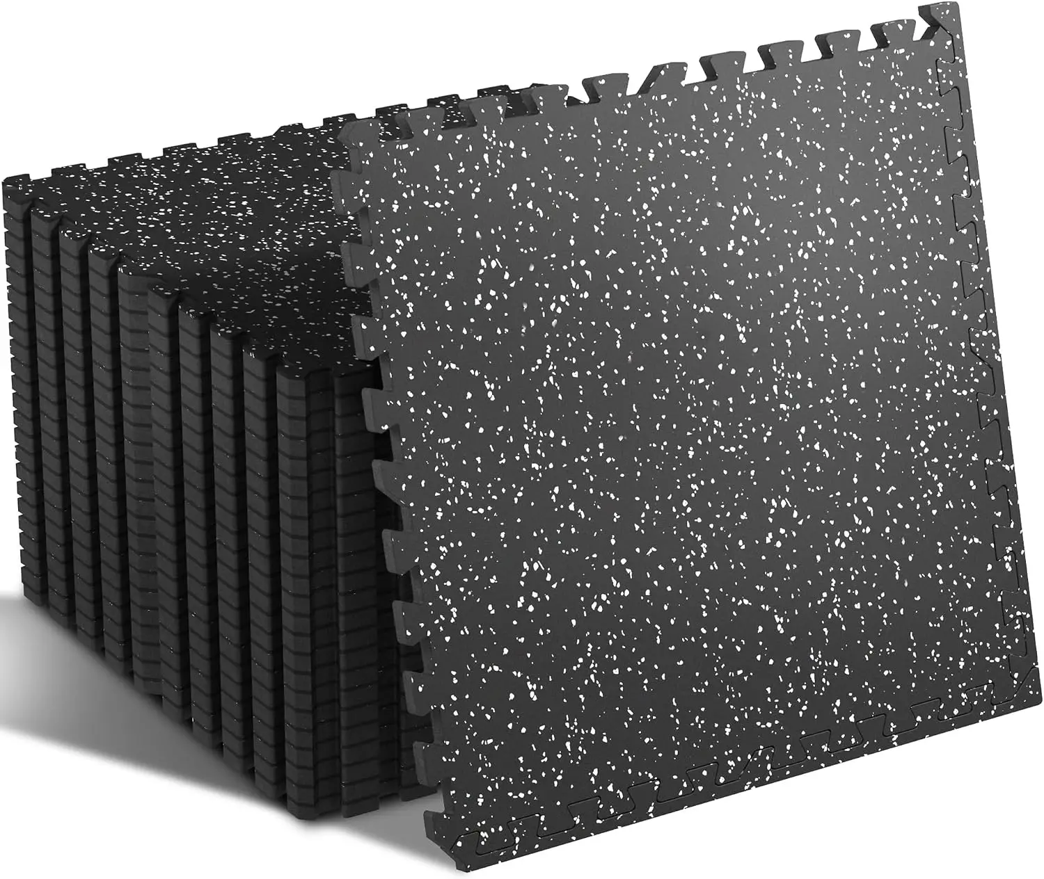 Interlocking Rubber Gym Flooring EVA Foam Exercise Tiles Black Grey 96 Sq Ft