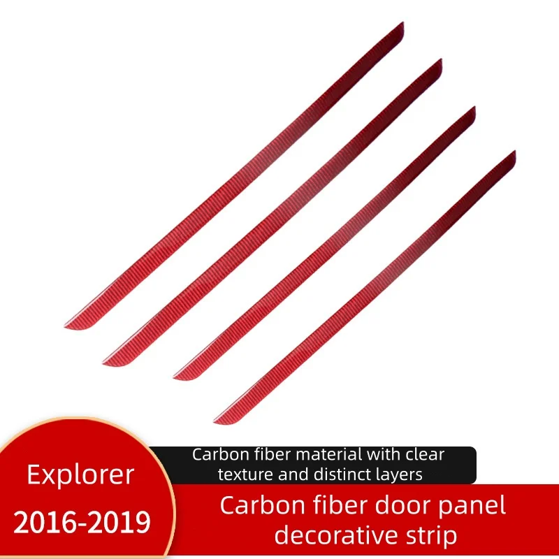 

For Ford Explorer 16-19 models modified with carbon fiber red interior trim and interior door glitter decorative strips