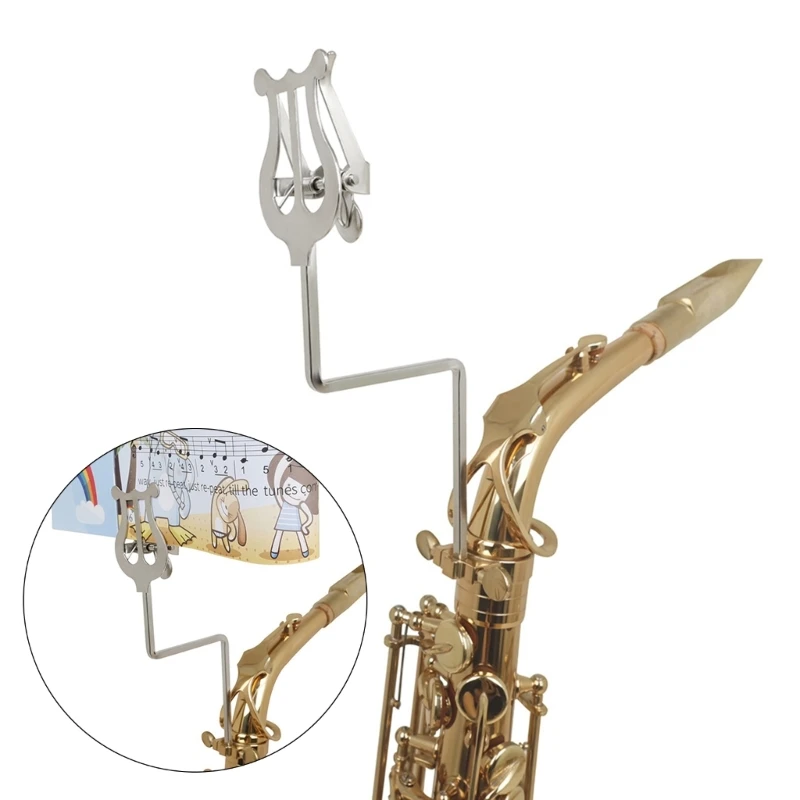 Saxophone Marchings Lyre Portable Music Stand Sax Clamp-On Clip Holder Lyre Marchings Music Clip for Alto Saxophone Band