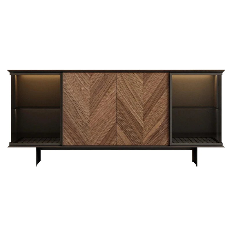 

Solid wood entrance cabinet, wall facing dining room, side cabinet, tea cabinet, modern minimalist, glass cabinet