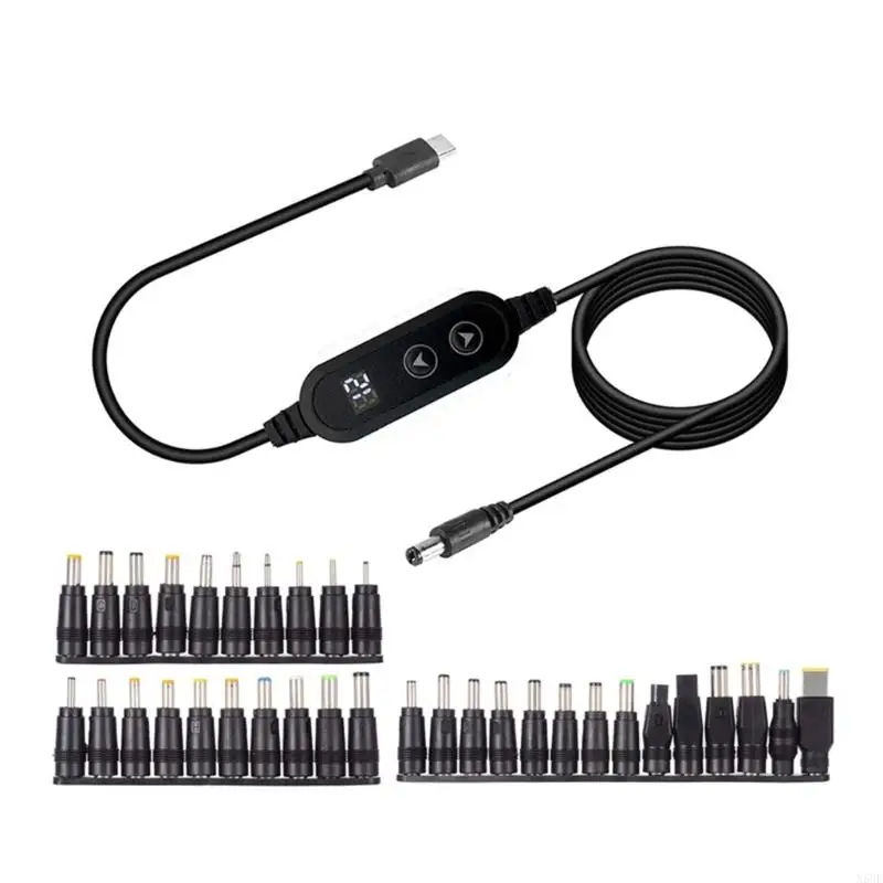 

2025 New Adjustable Voltages USB C To DC5525 Charging Cable PD65W 34 Conversion Heads