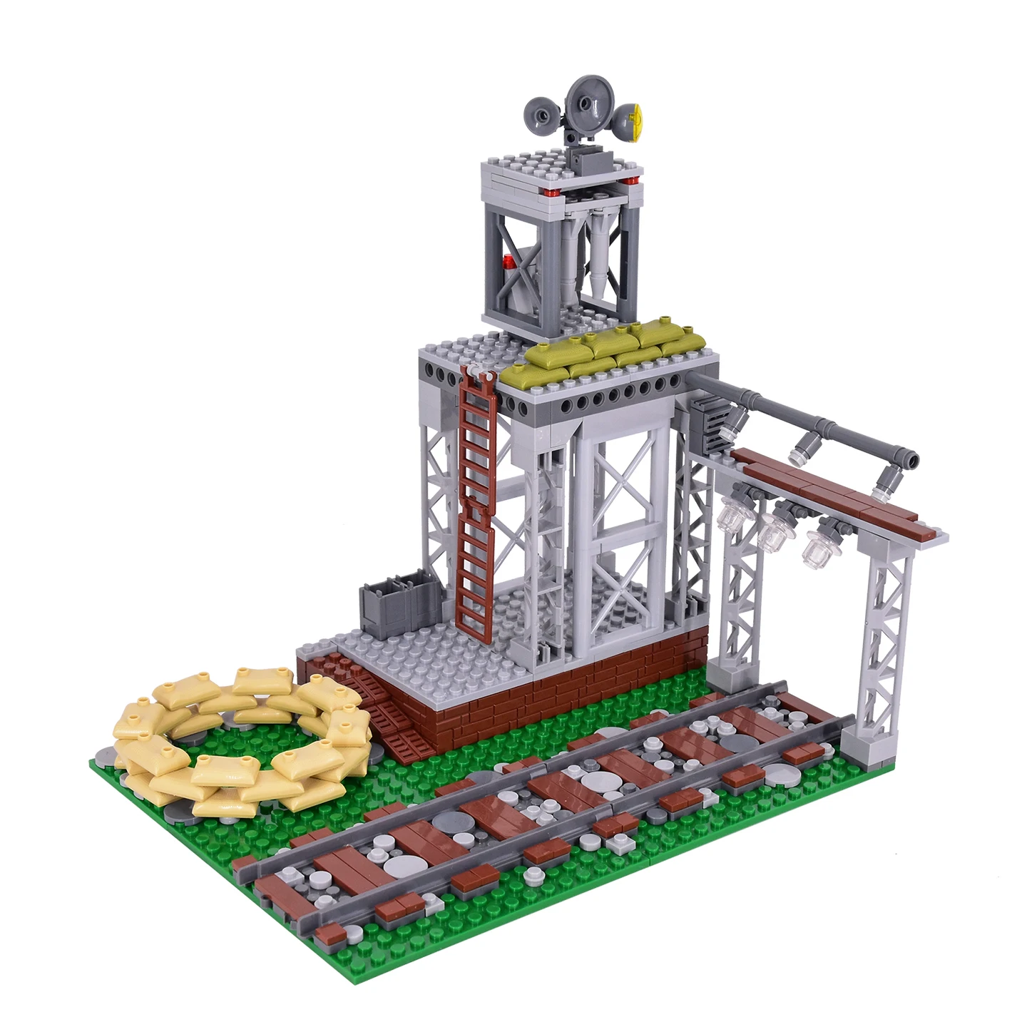 

MOC City Military Base WW2 Tank Weapon Accessories Transport Station Train Rail Building Block Bricks High-tech Toys kids gifts