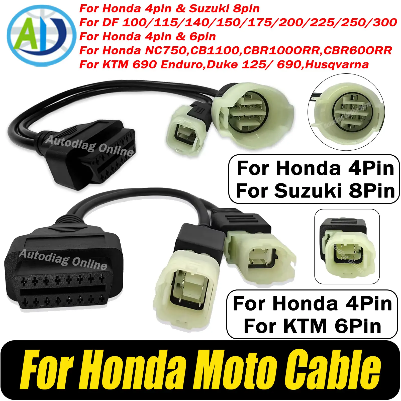

For Honda 4pin OBD2 Diagnostic Cable For Suzuki 8pin Boat Diagnostic Scanner For KTM 690 Enduro,Duke 125/690 Moto Adapter Cable